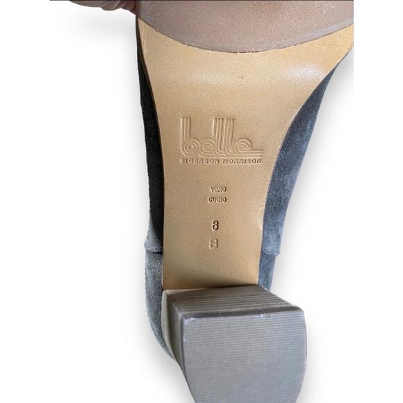 Belle Sigerson Morrison Knee High Cuffed Boots Sz 8 Brown Suede Block Heel - Picture 3 of 11